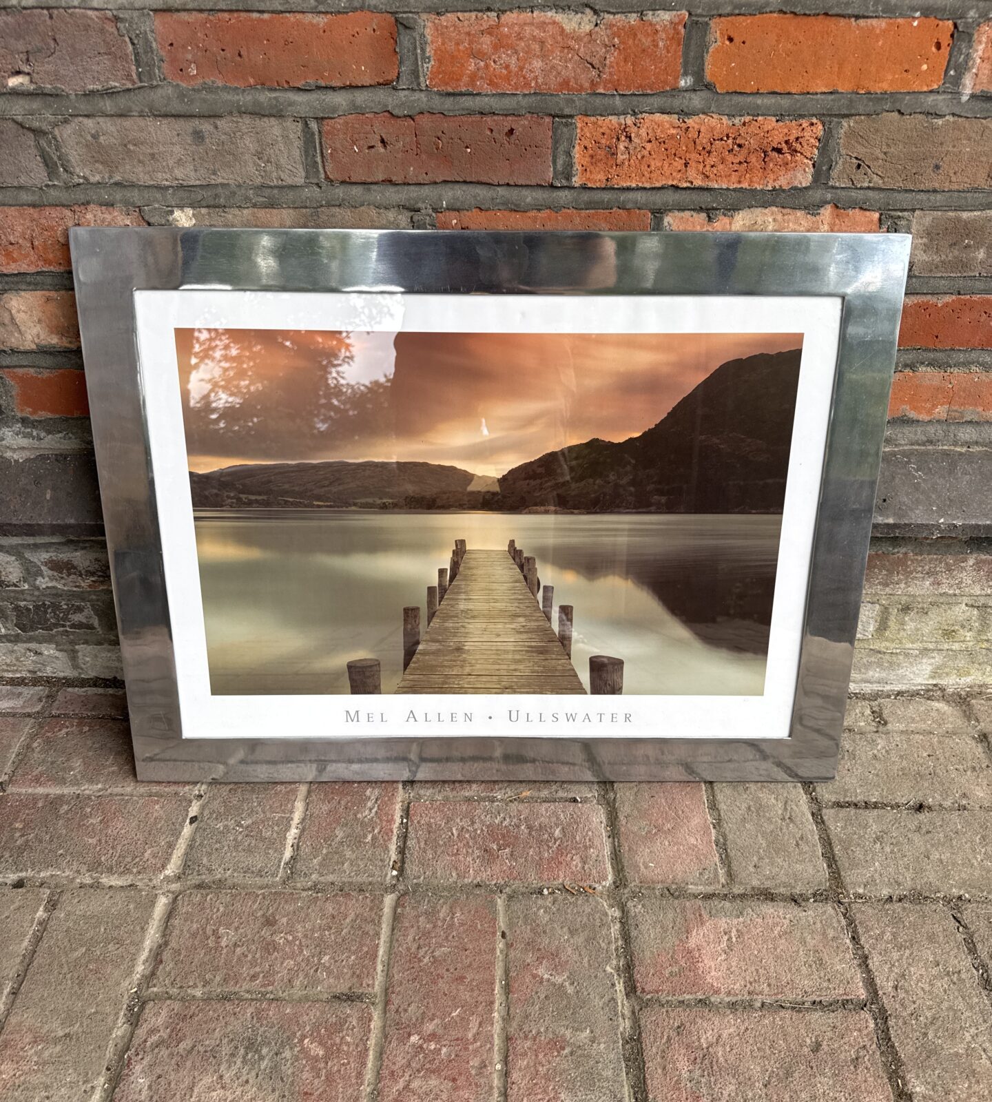 Framed gallery print of Ullswater by Mel Allen in heavy stainless steel frame 31” width approx