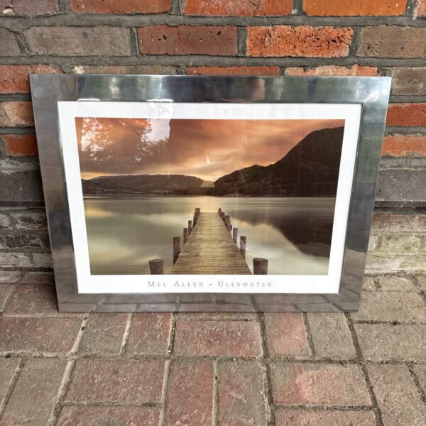Framed gallery print of Ullswater by Mel Allen in heavy stainless steel frame 31” width approx