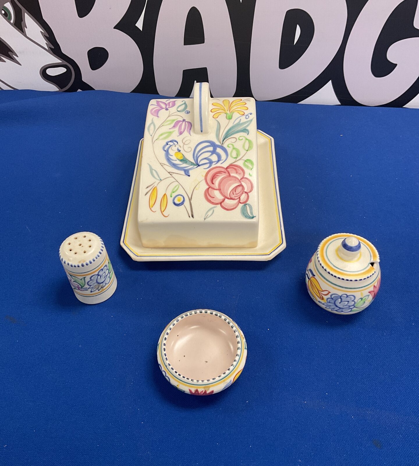 Vintage Poole pottery cheese dish pepper pot dish and mustard pot