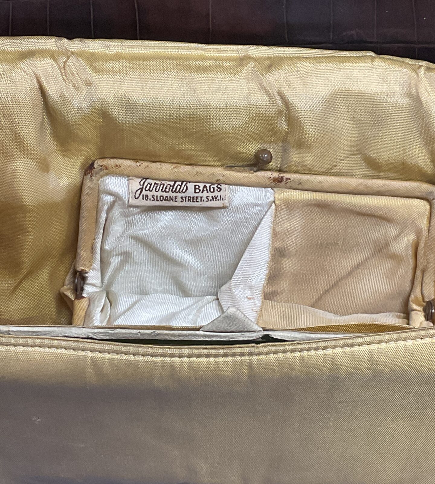 Vintage crocodile skin handbag and embroidered jarrods of Sloane street  handbag - Image 2
