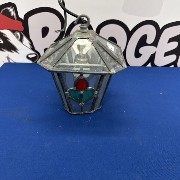 Vintage stained lead glass electric converted lantern