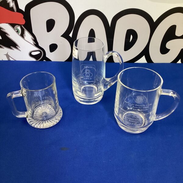 Three bentley Motor Racing Glass Tankards
