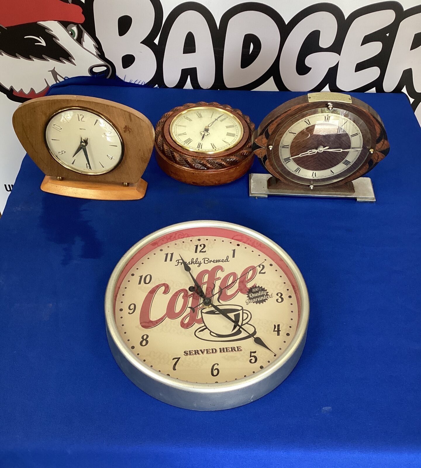 Four Clocks inc Smiths Eight Day Mantle Clock