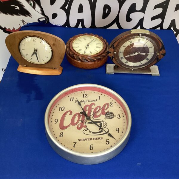 Four Clocks inc Smiths Eight Day Mantle Clock