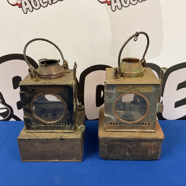 Pair of antique british rail signal lamps