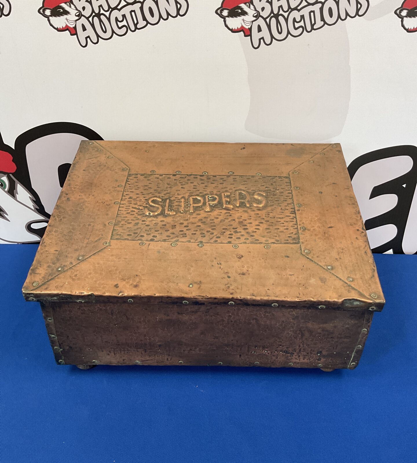 Vintage copper slippers box