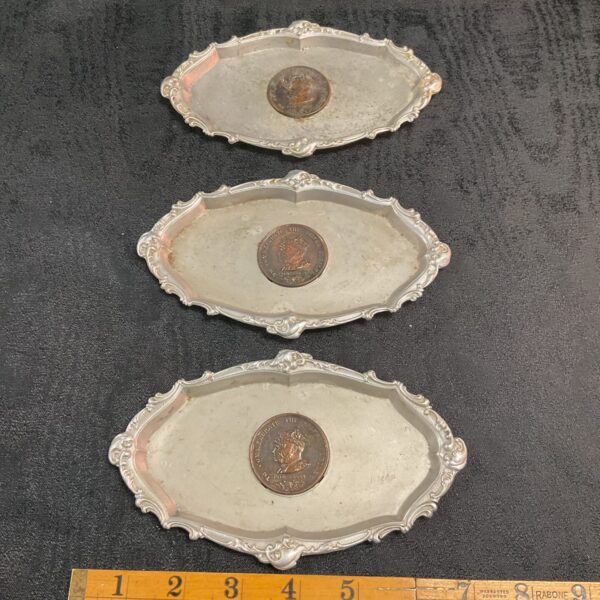 Three commemorative silver jubilee 1935 Medal trays