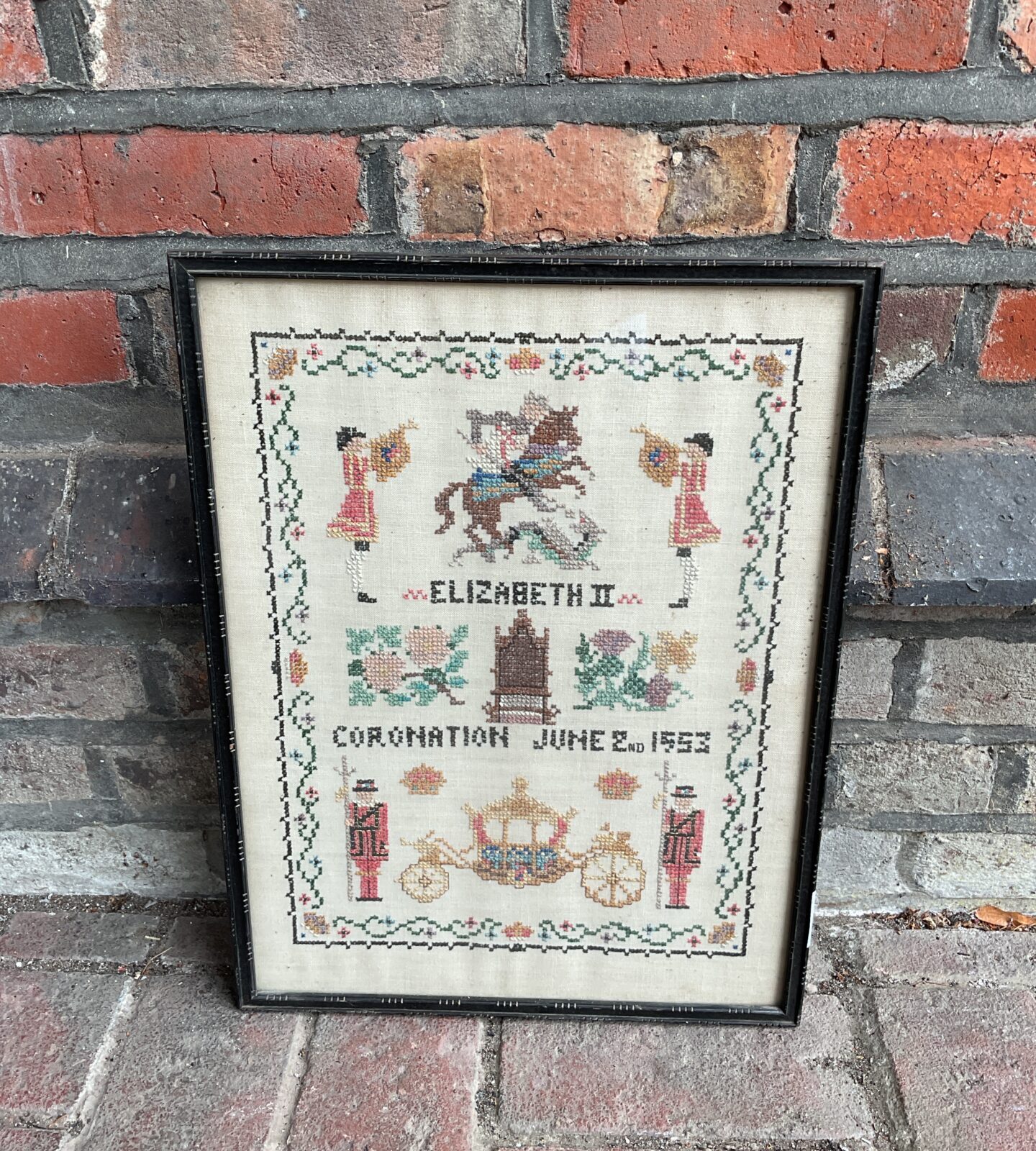 1953 dated queen Elizabeth ii coronation sampler