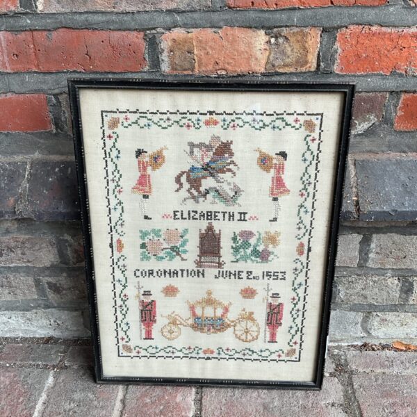 1953 dated queen Elizabeth ii coronation sampler