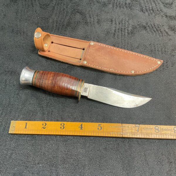 Vintage Milbro Kampa Leather stack handle sheath knife