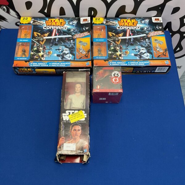 Selection of disney star wars boxed toys inc rey action figure, epic assault playset and 362 pcs nano puzzle