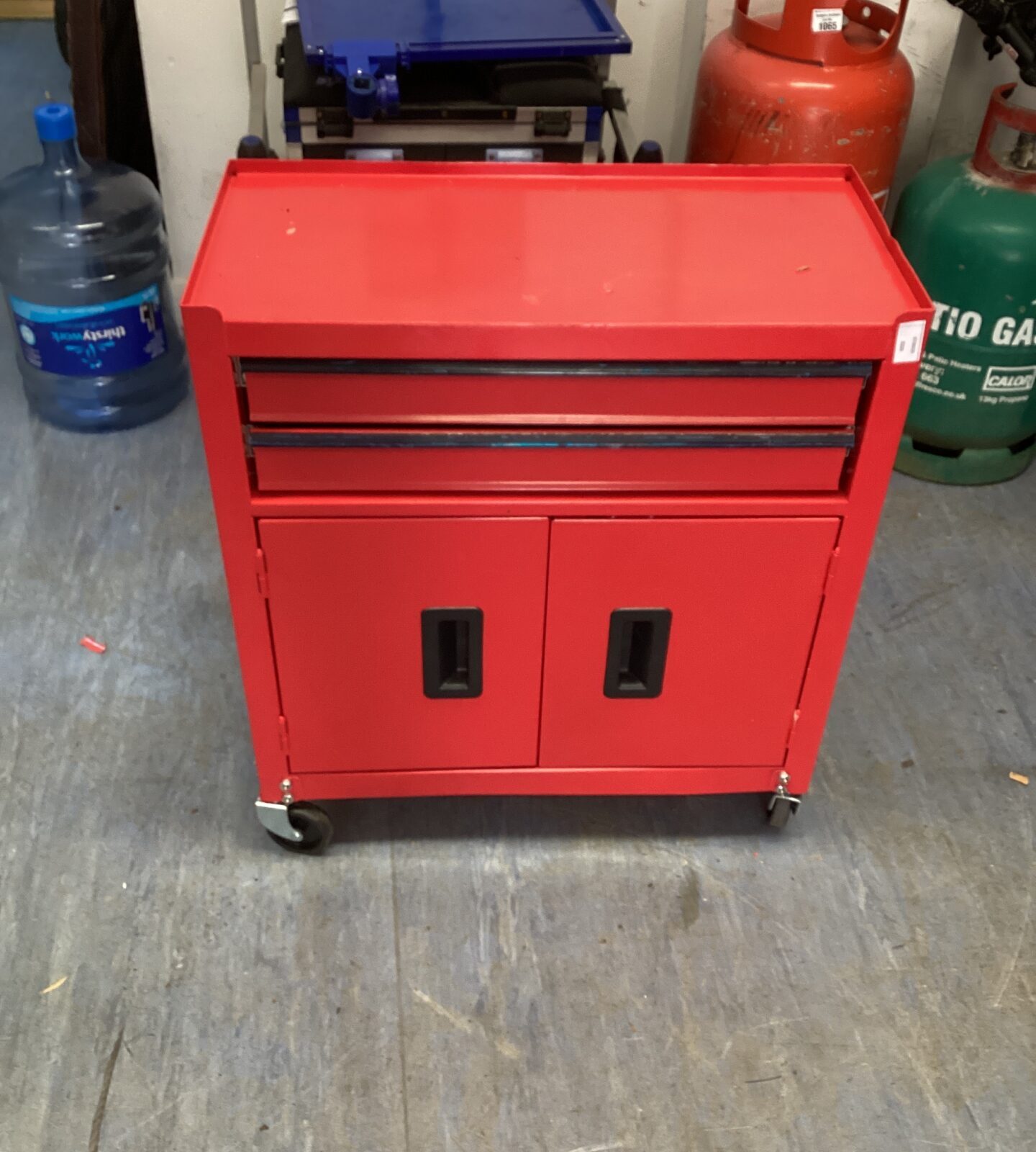 Red Metal Tool Chest on Wheels