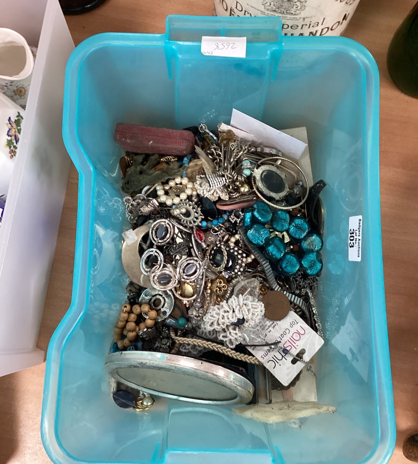 Tub of mixed costume jewellery