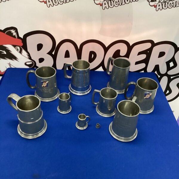 Set of Pewter Motor Racing Tankards in MG Car Club