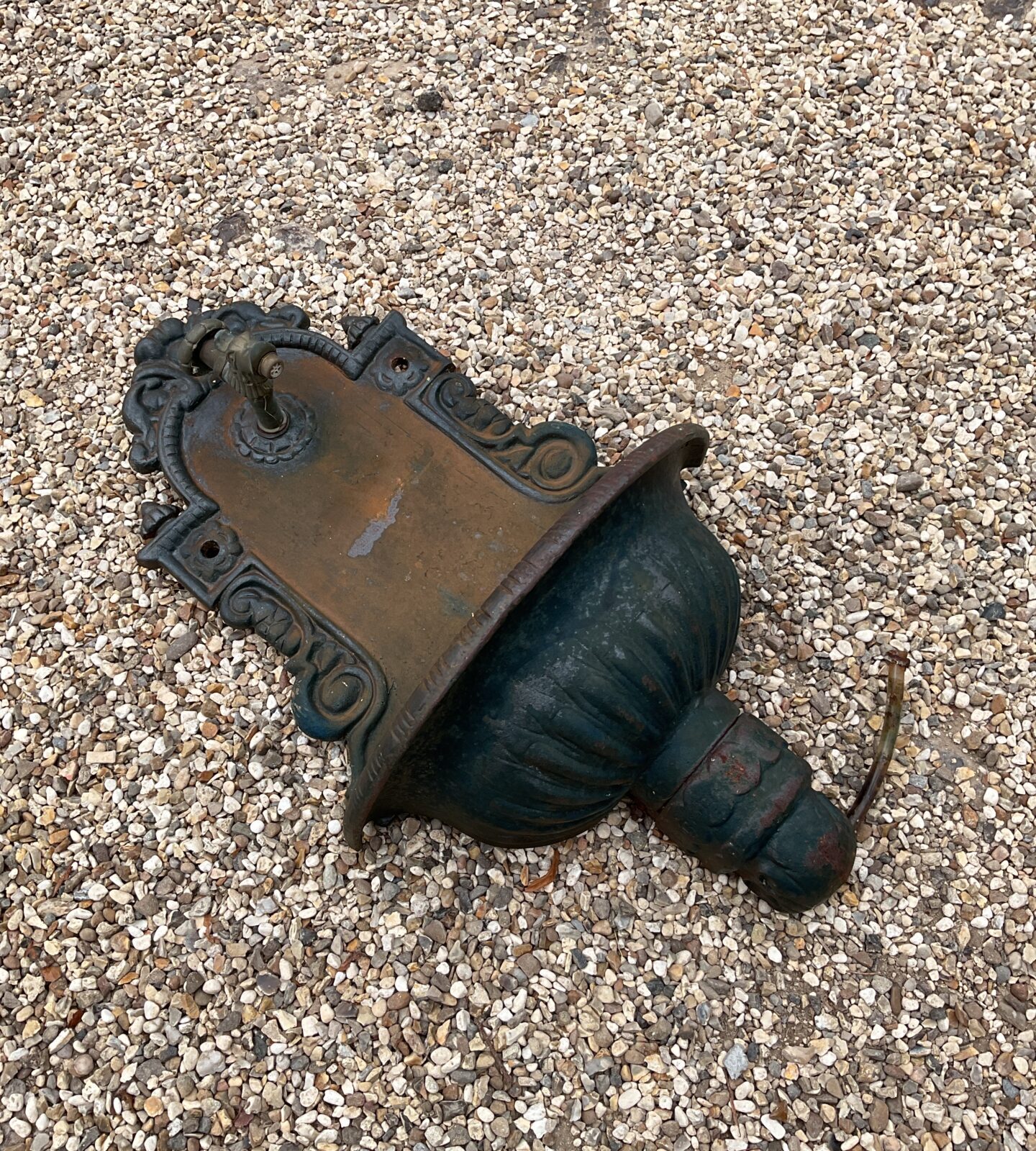 Victorian cast iron water fountain with brass fish tap