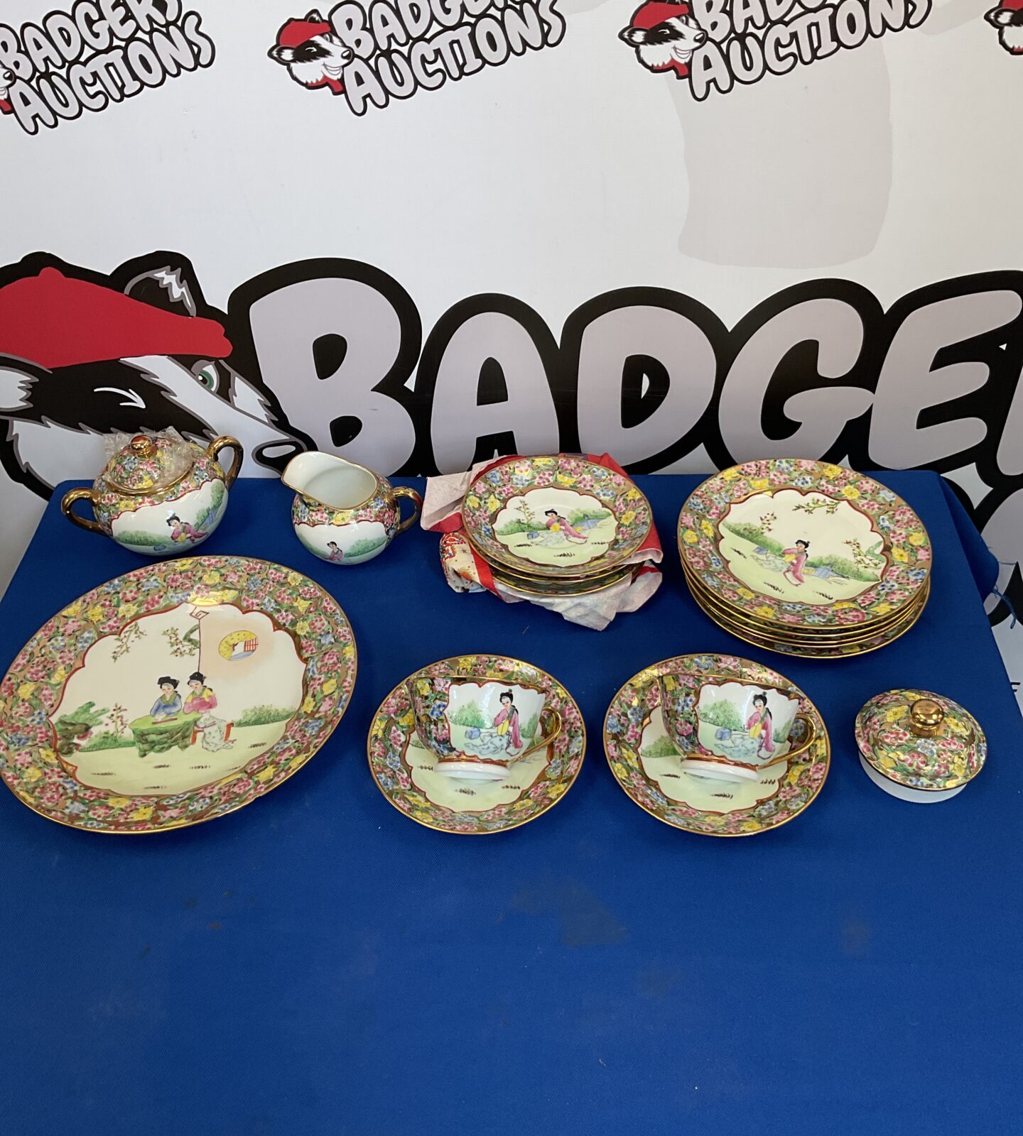 Chinese porcelain plates, cups & saucers