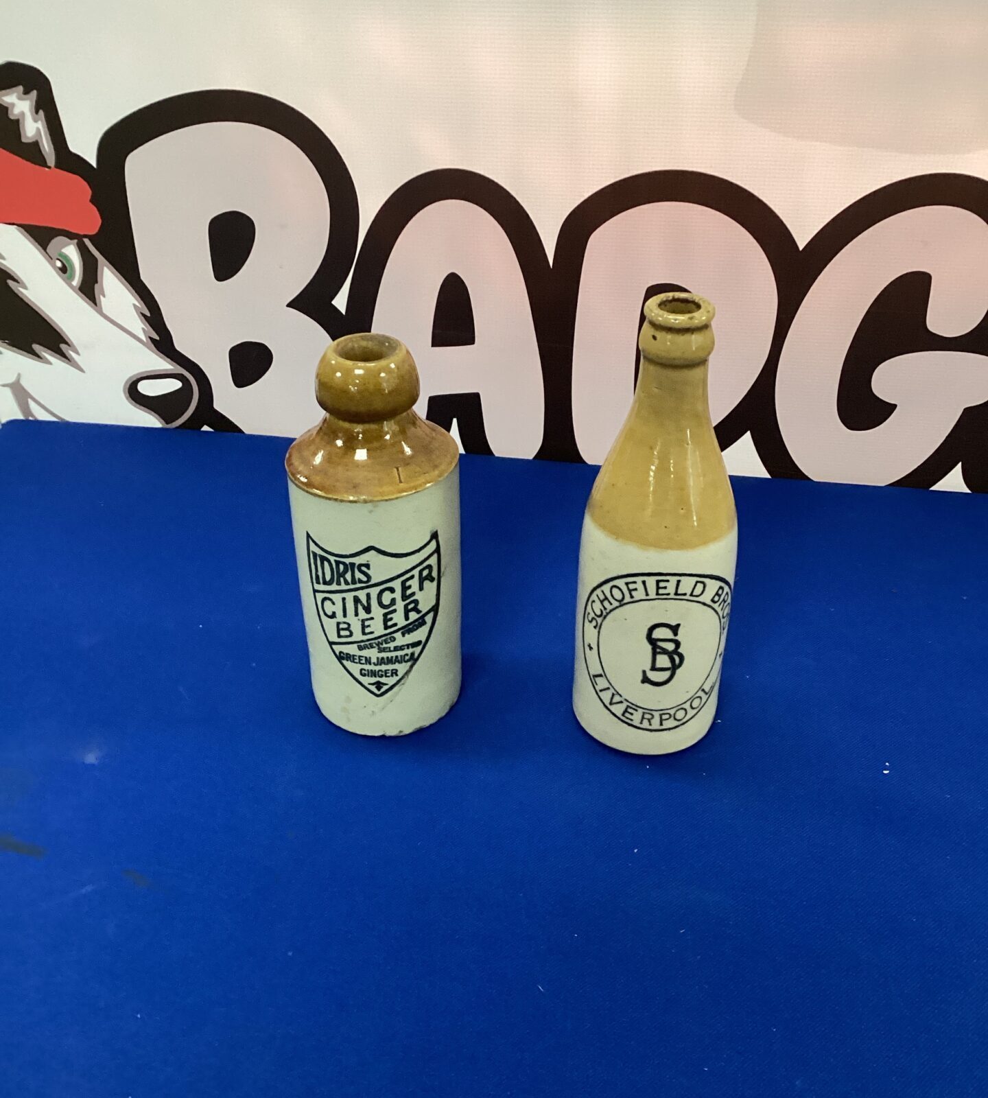 Two Glazed Beer Bottles