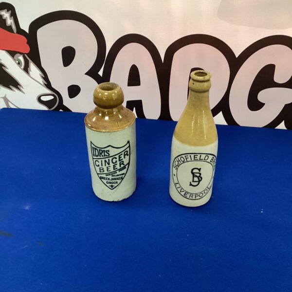 Two Glazed Beer Bottles