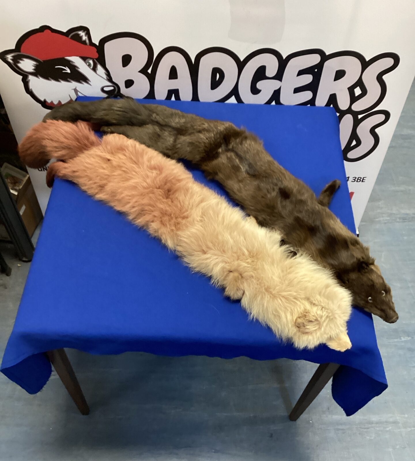 two vintage fur stoles