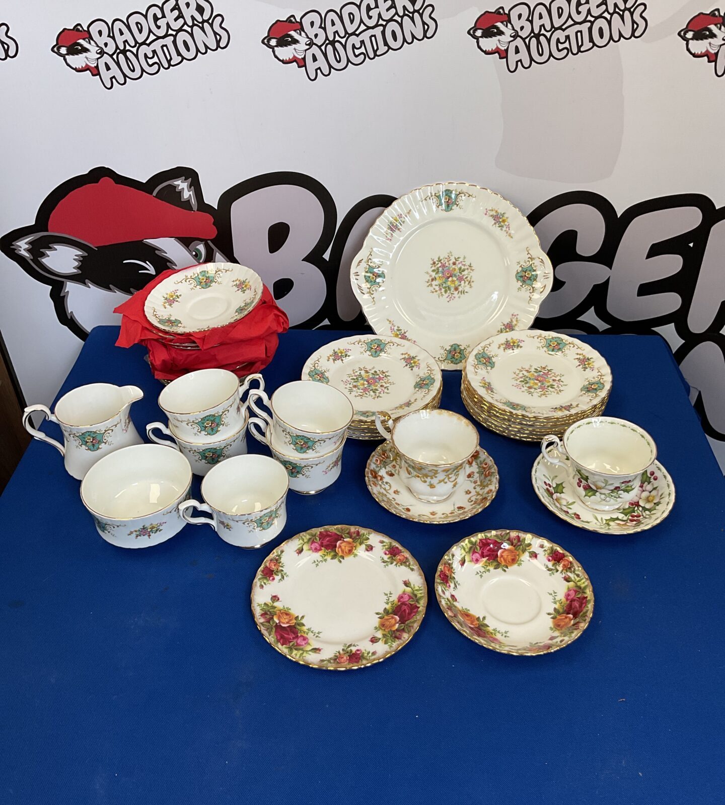 Box of china including royal albert & royal stafford