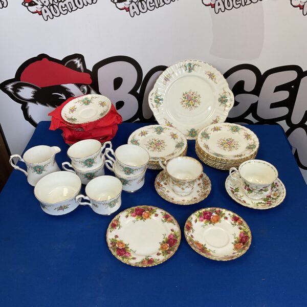Box of china including royal albert & royal stafford
