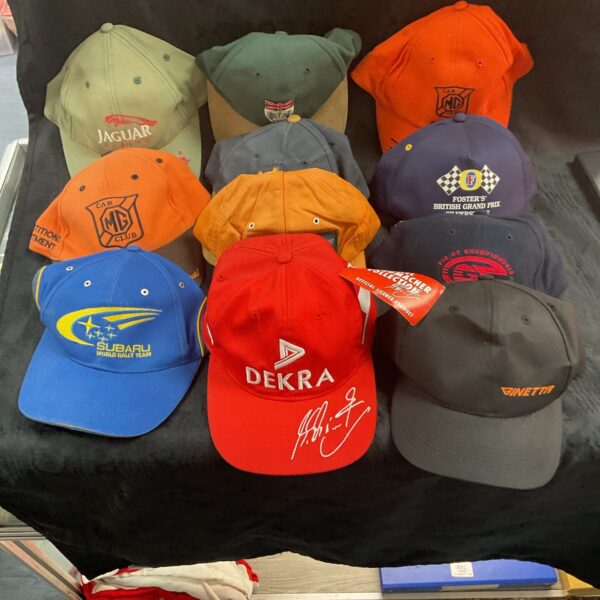 Collection of classic car and racing caps inc Michael Schumacher collection