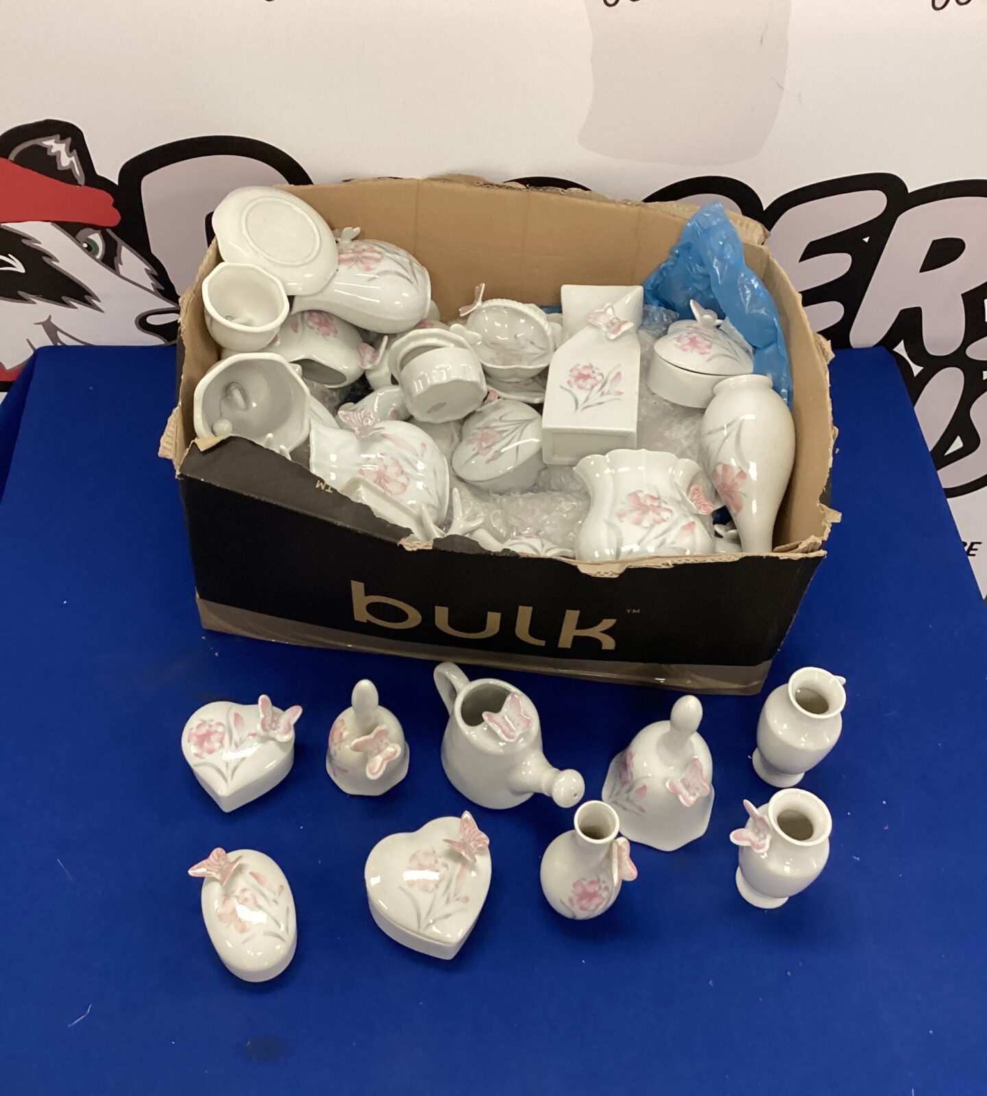 Large quantity of White porcelain ornaments inc vases
