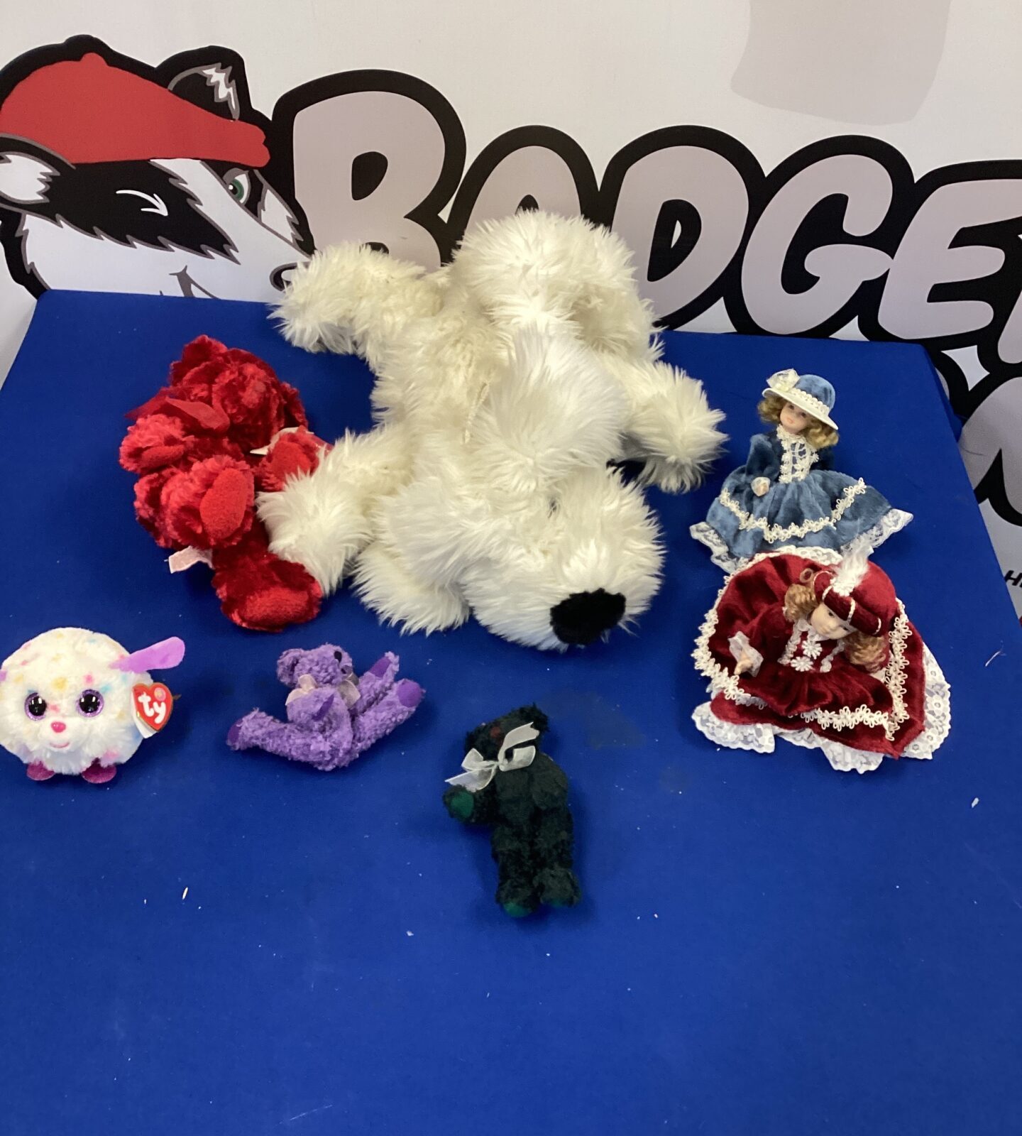 Selection of soft toys inc dog