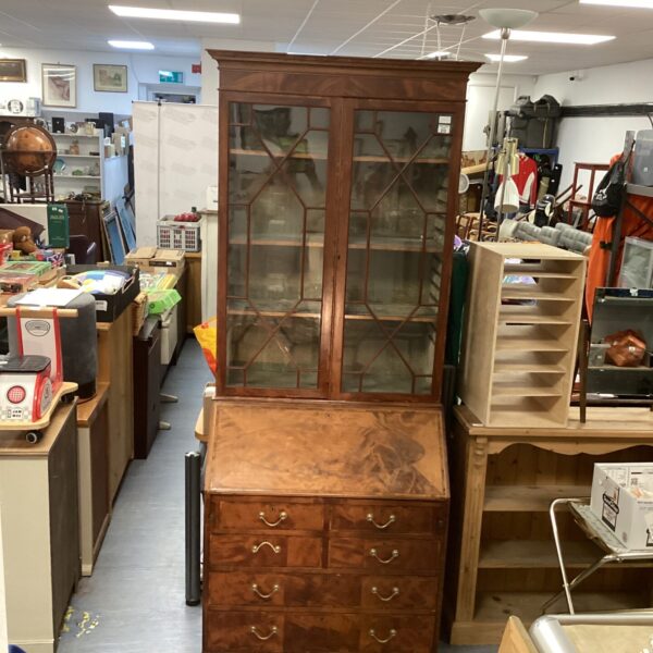 Antique Regency Mahogany Astragal Glazed Bureau Bookcase  C1820 H86”. W34”xD21”