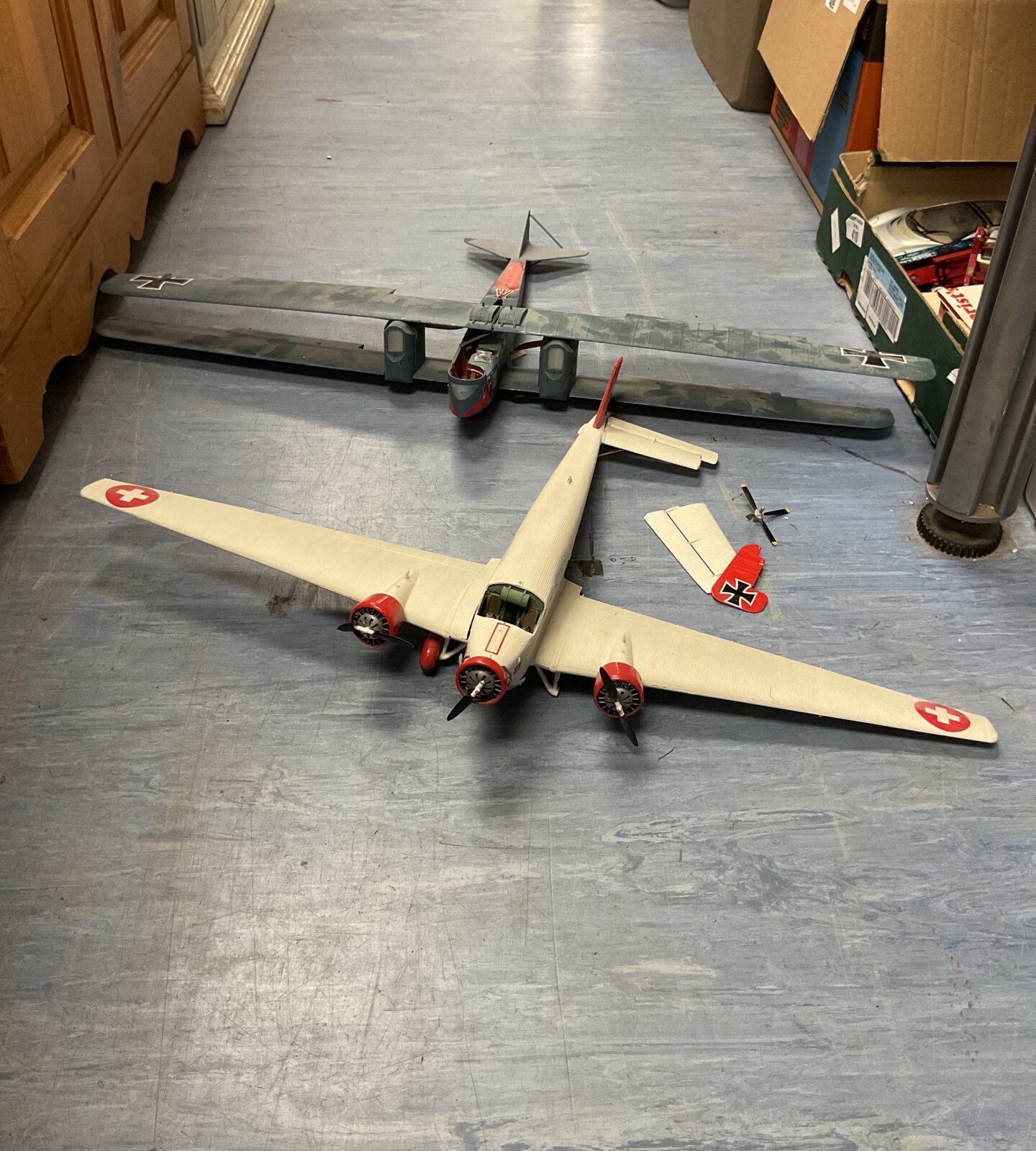 Box of model planes for repairs