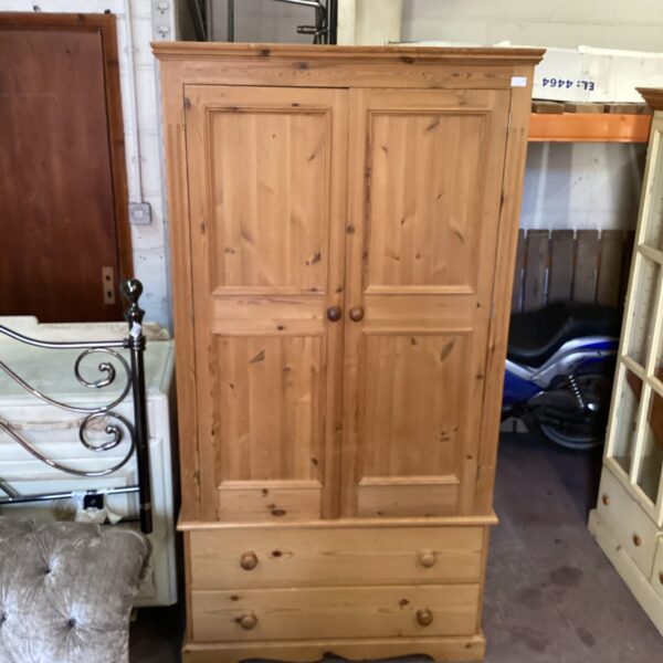 Pine Wardrobe with Two Drawers H77”xW38”xD21”