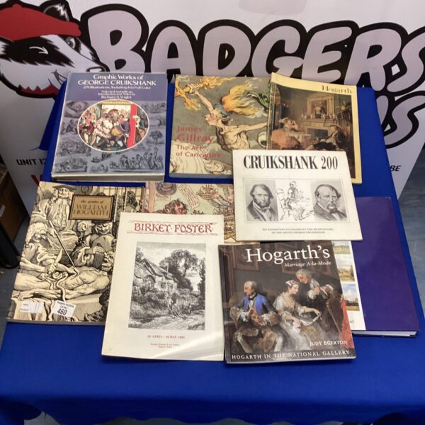 Quantity of art books inc the genius of william hogarth, james gillary the art of caricatures & graphic works of george cruikshank