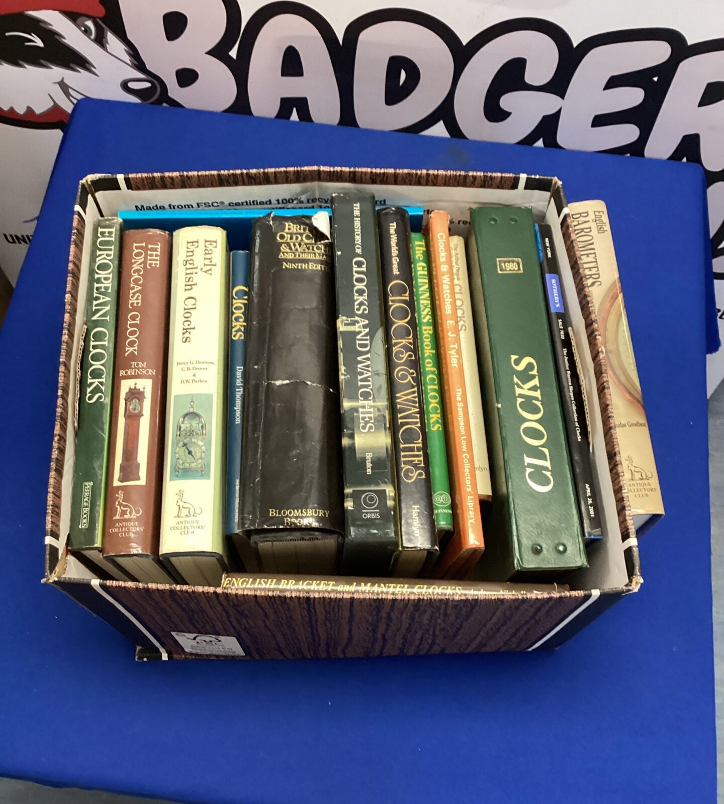 Box of books on clocks & barometers
