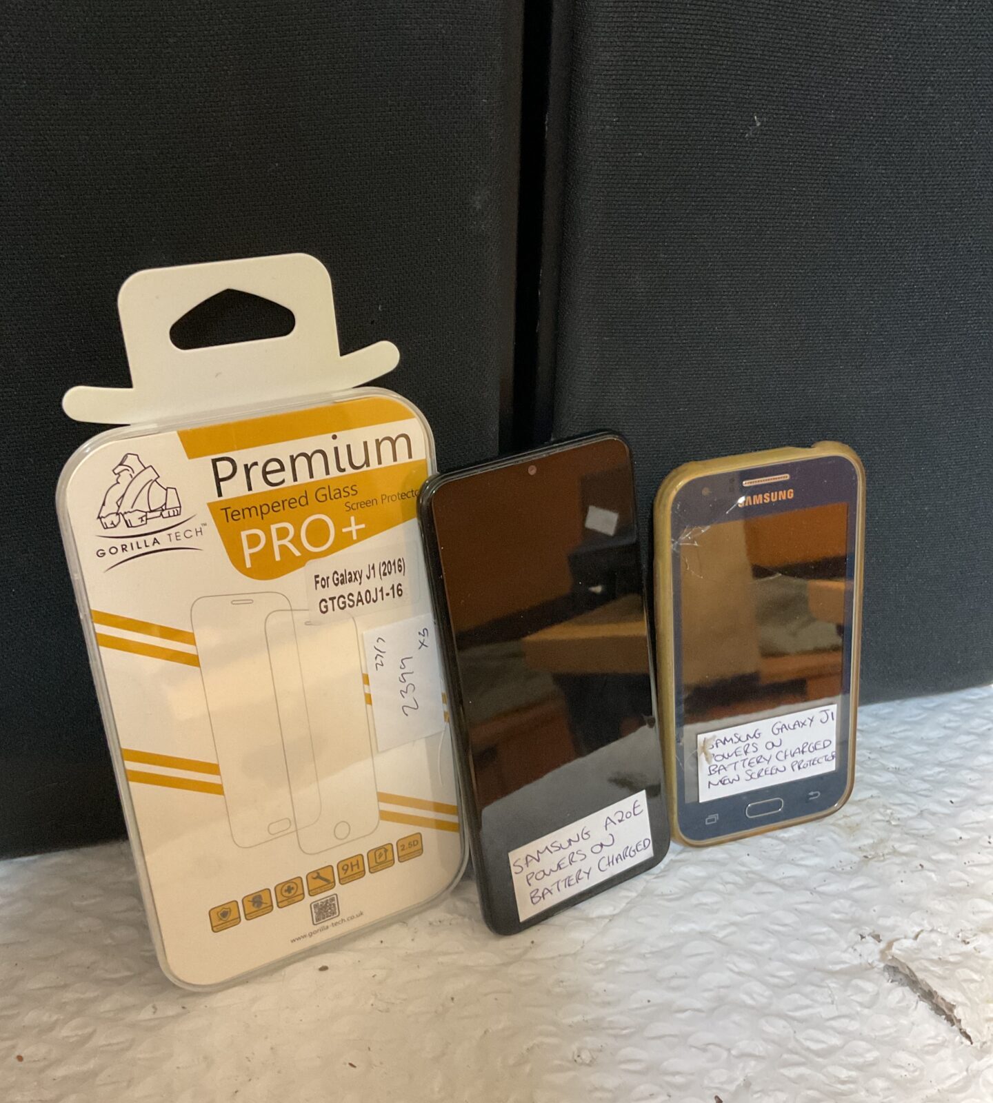 Samsung galaxy a20e & j1 mobile phones with gorilla glass screen protector