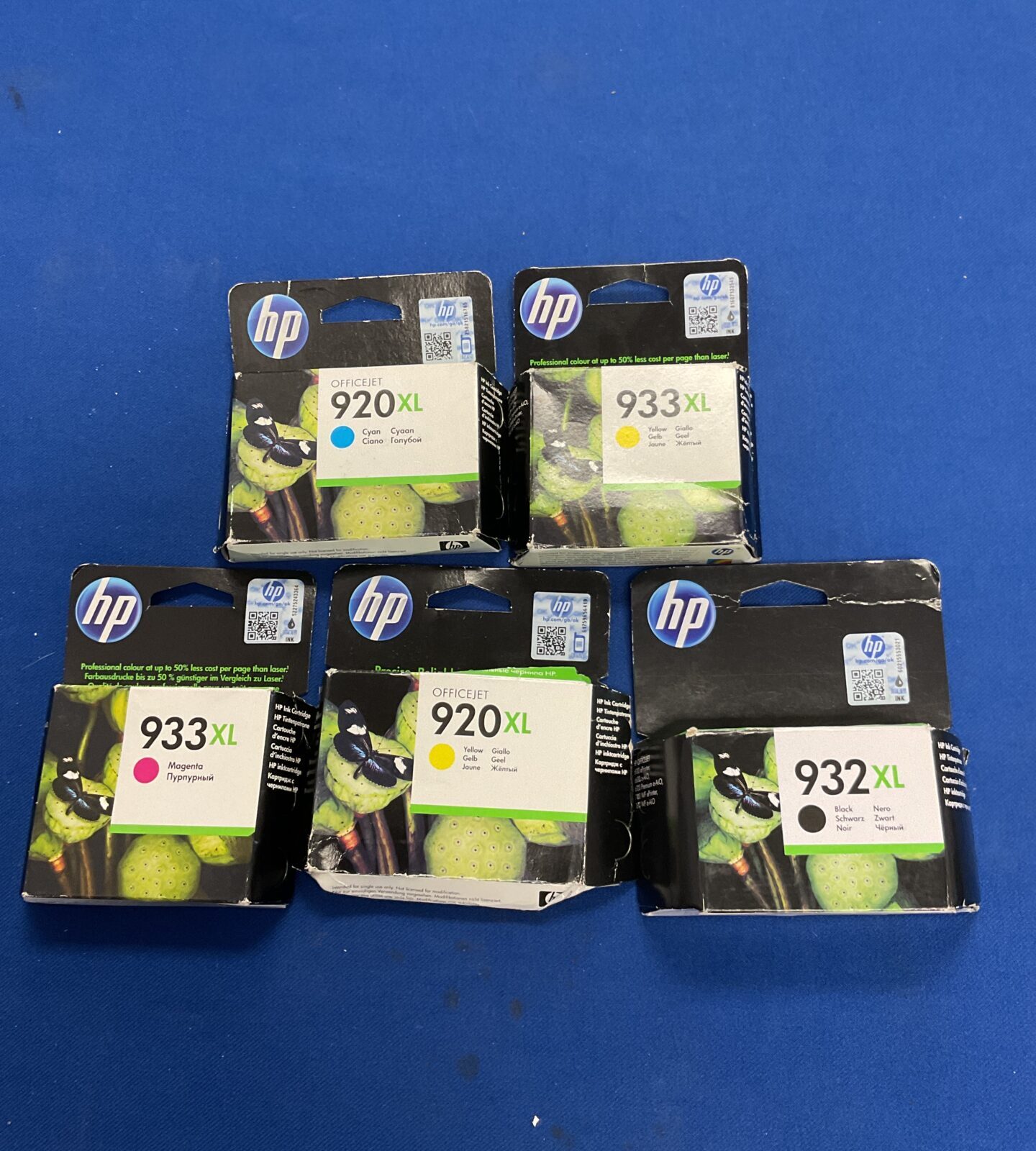 5 sealed hp ink cartridges