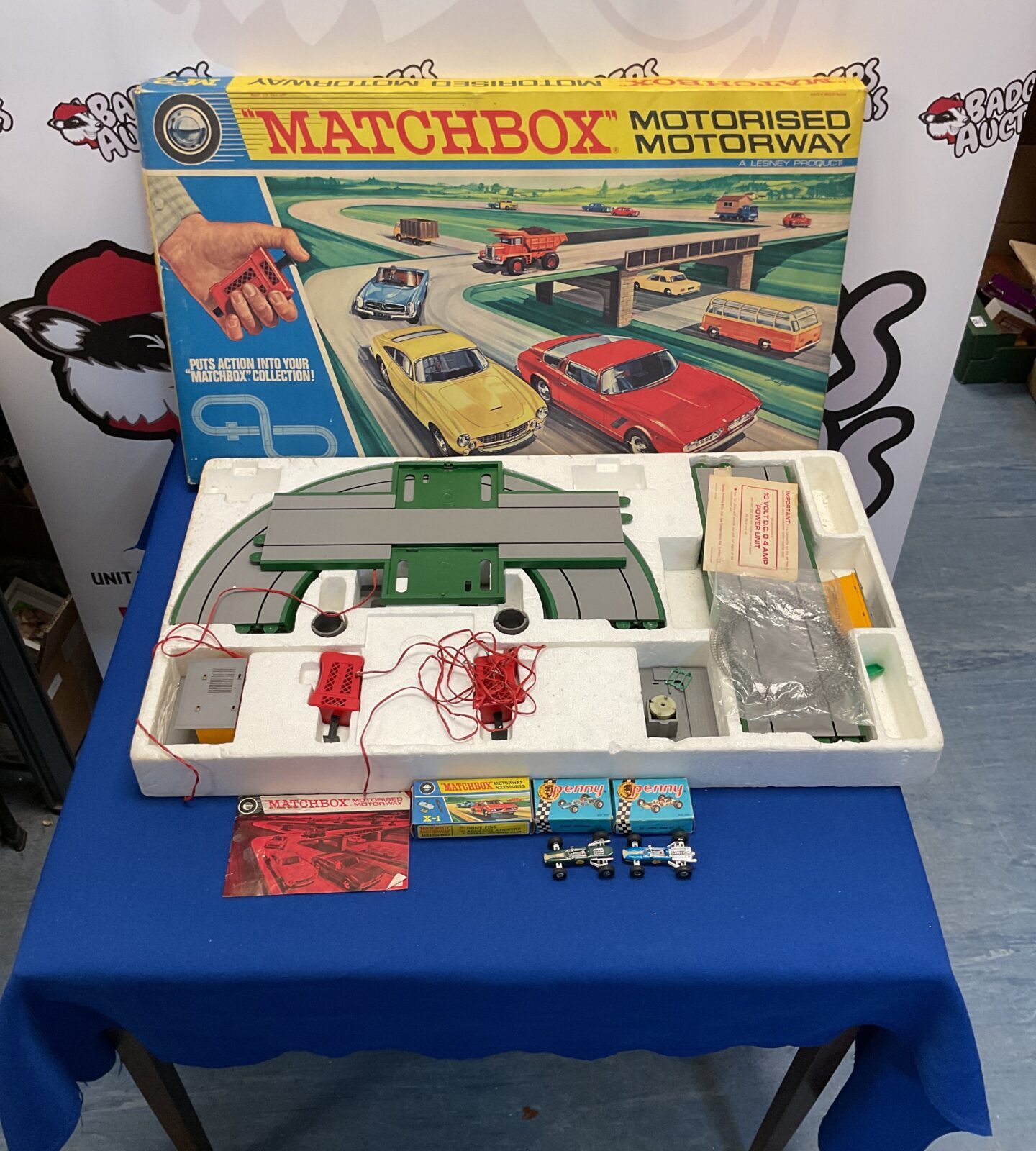Vintage Boxed Matchbox Motorised Motorway M-2 Track Set With Penny Diecast Models