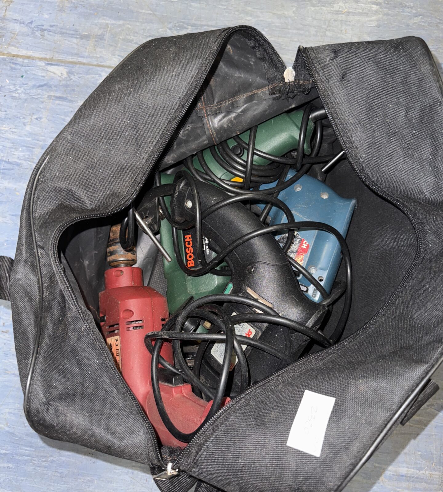 Bag of assorted drills inc Bosch