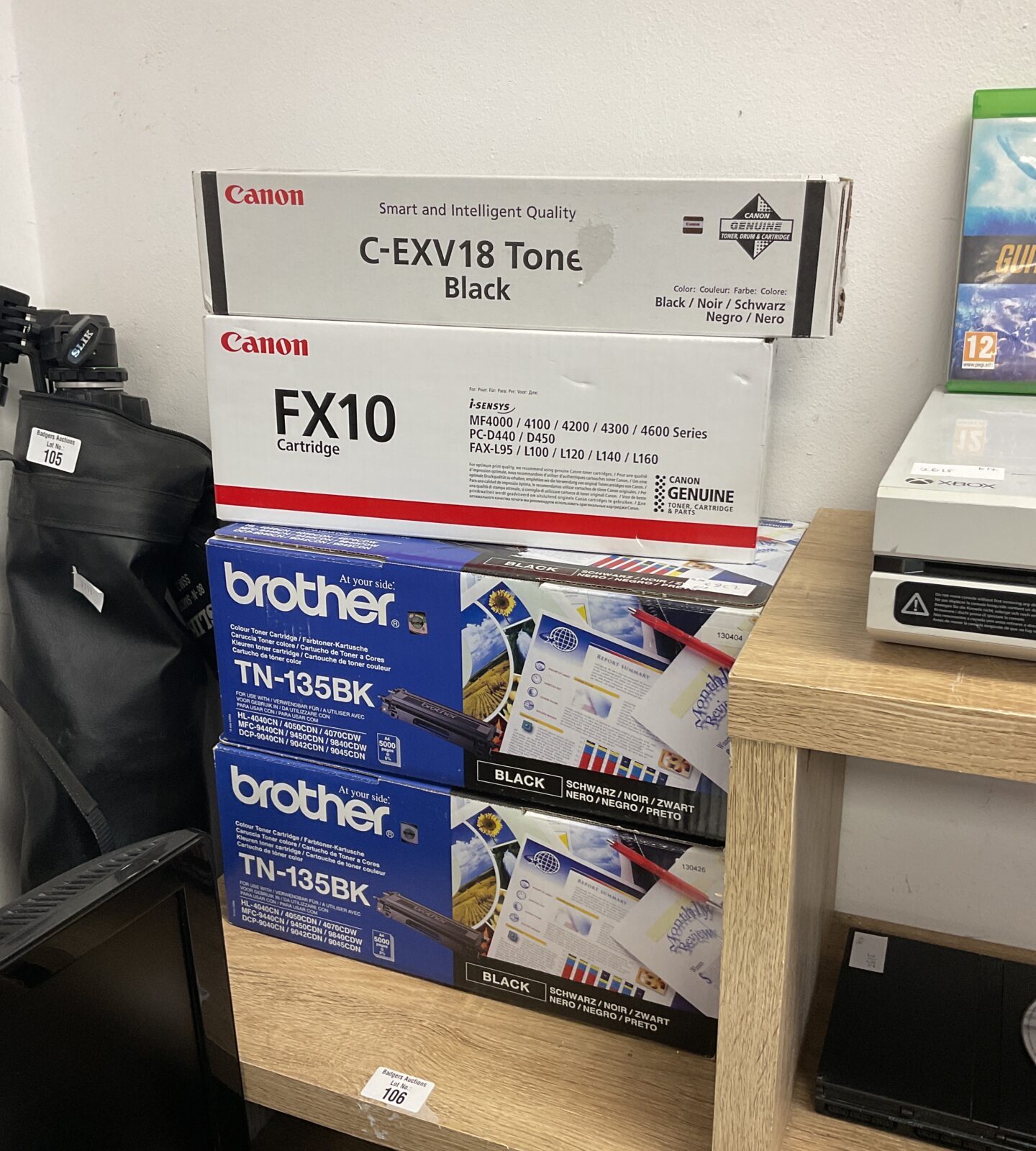 Four new genuine canon & brother printer toner cartridges