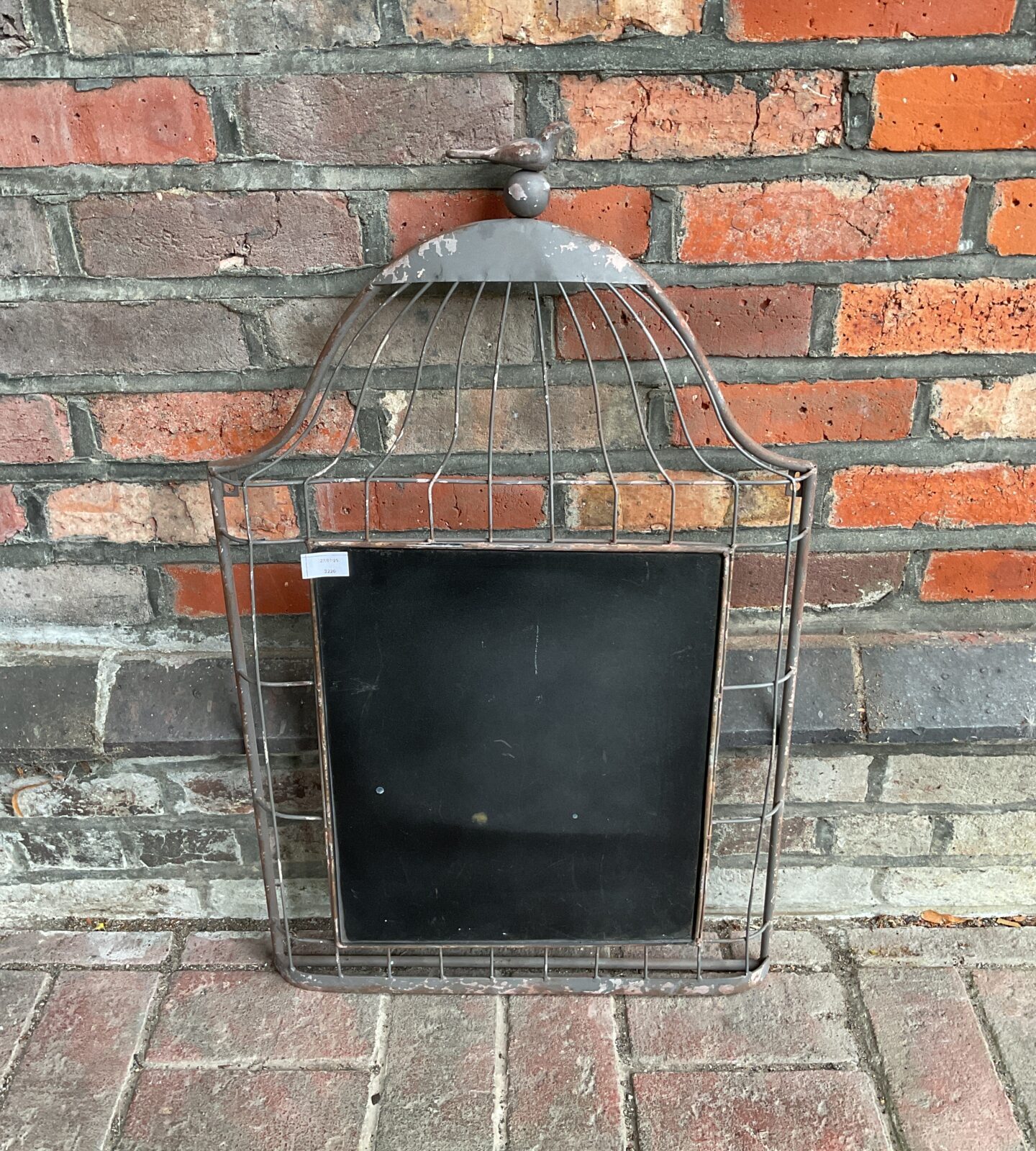 Metal bird cage chalk board
