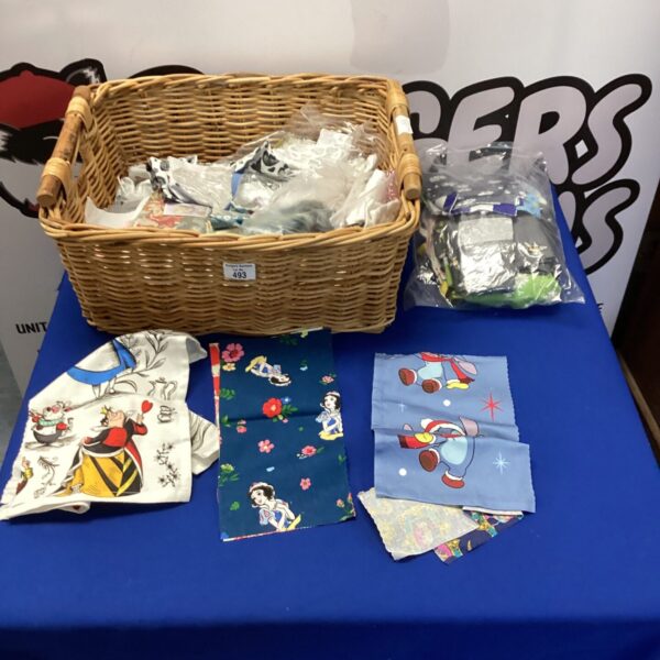 Wicker basket of assorted upholsterers fabric