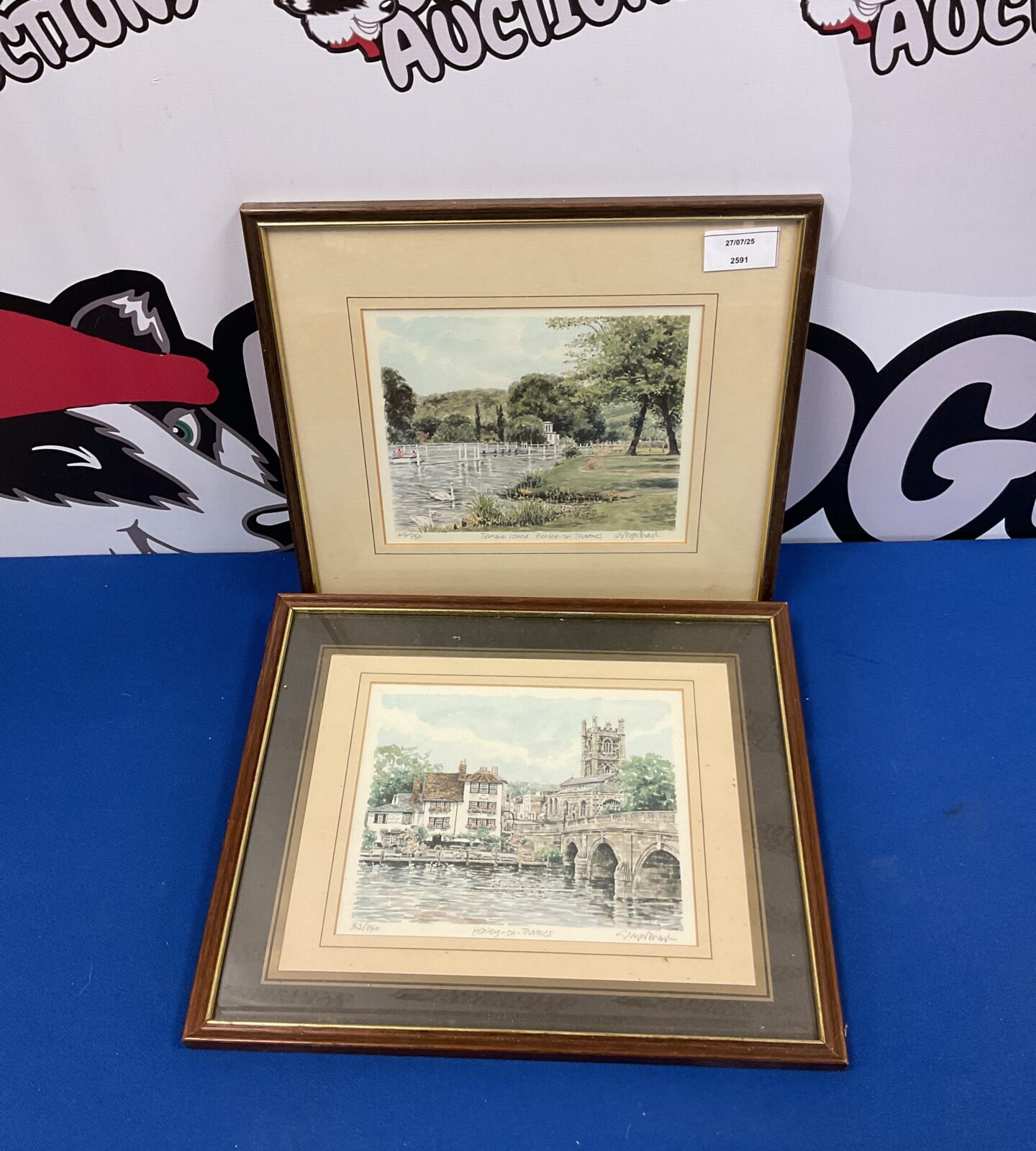 Two glyn martin signed prints of henley on thames