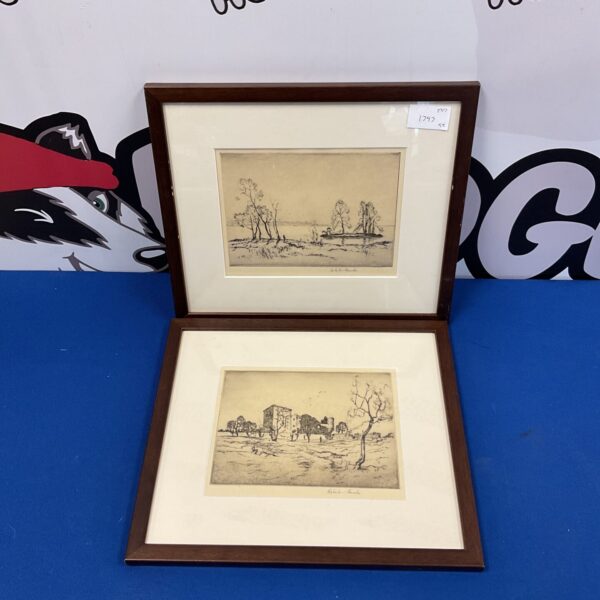 Pair of robert houston signed landscape woodblock prints