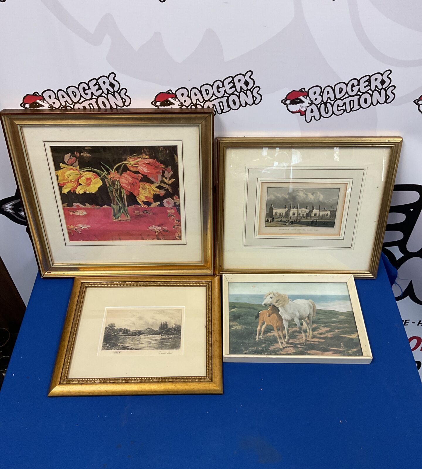 Lot of four prints including david laws signed engraving