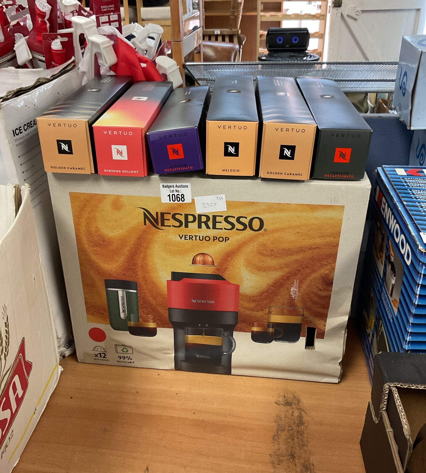 Nespresso vertuo pop coffee machine (appears new) with new pods