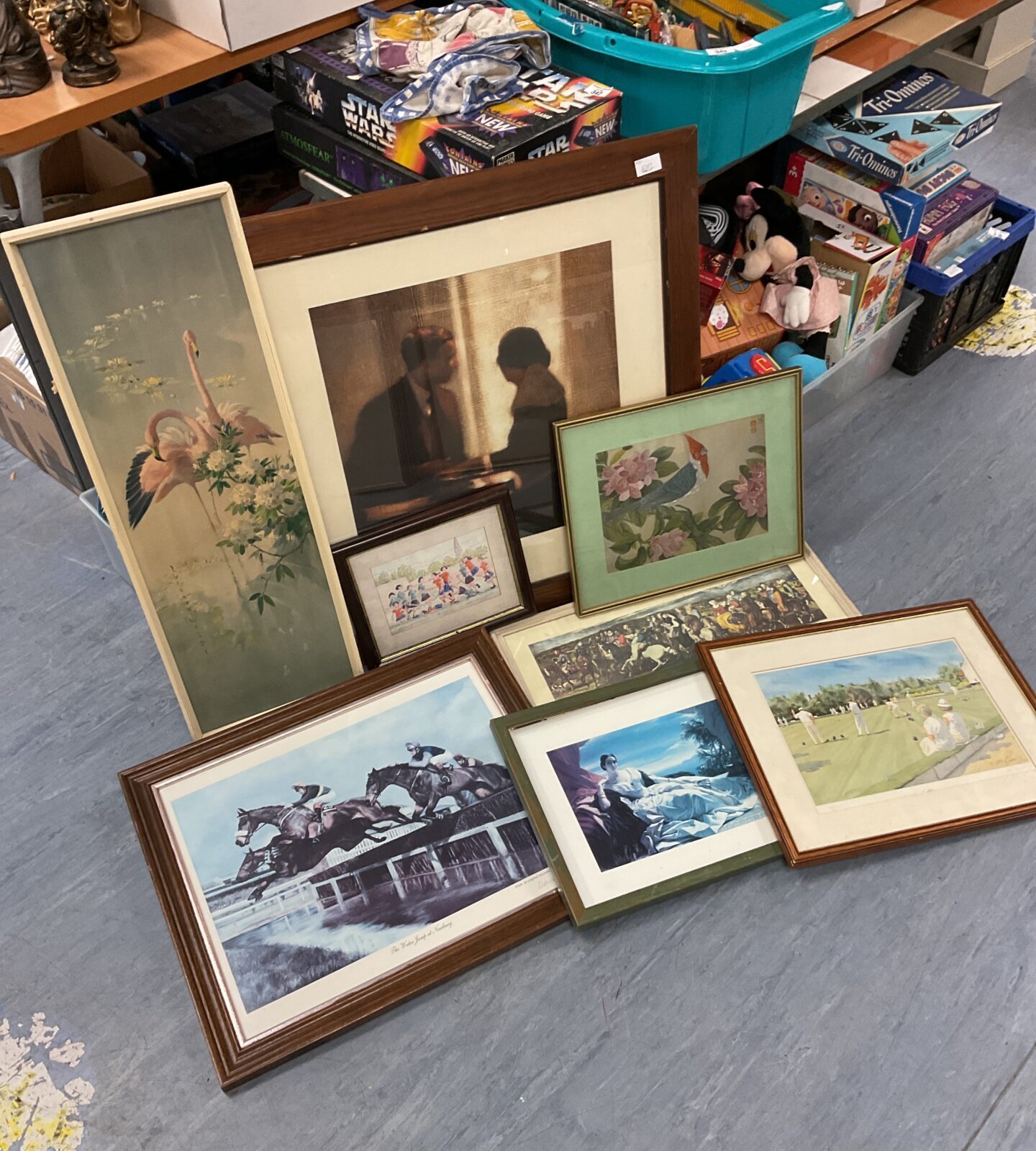 Large lot of framed prints