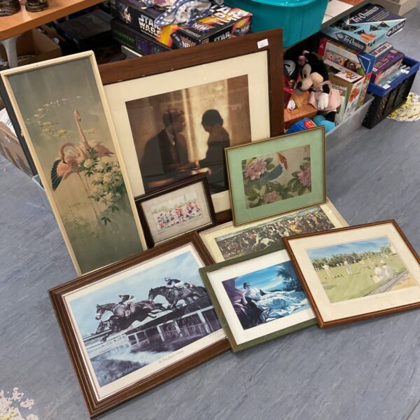 Large lot of framed prints