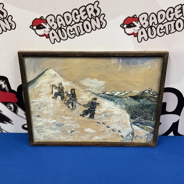 Early Christopher philip wills watercolour of mountaineers with details on reverse