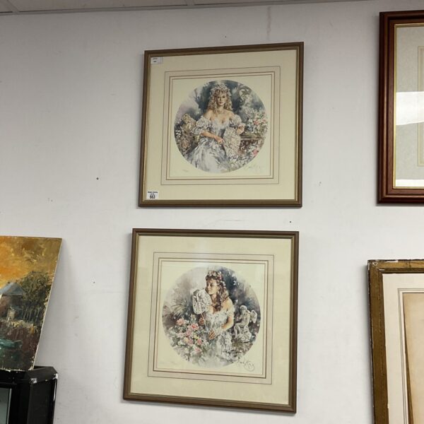 Pair of signed limited edition gordon king prints with blind stamps