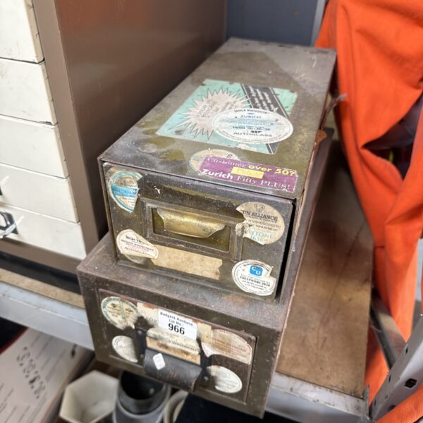 Two vintage metal filing drawers
