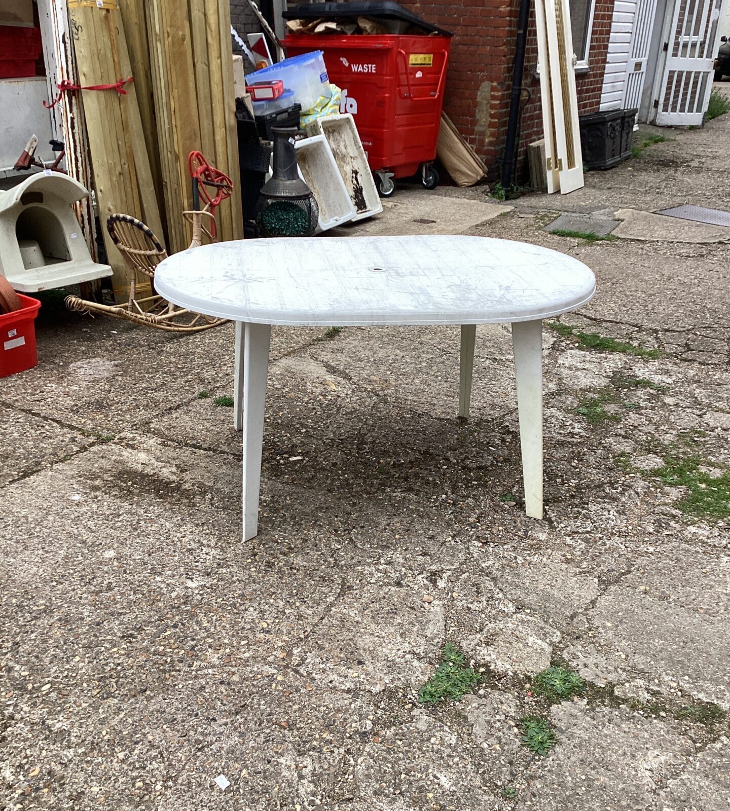 Large white plastic garden Table